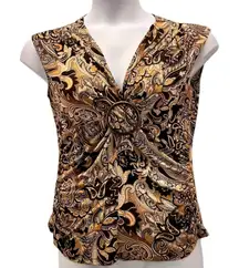 Vintage 90s Paisley Blouse Large Maximalist Eclectic Artsy Art To Wear Stretch