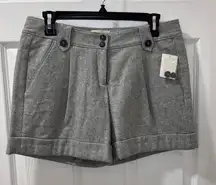 Hinge‎ Seattle Designer Gray Wool Blend Dress Shorts with Button Detail