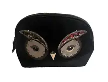Kate Spade Star Bright Owl Black Sequin Small Marcy Cosmetic Makeup Pouch $119