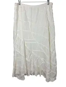 J.Jill Tucked Lagenlook Boho Ramie Midi Peasant Skirt Sz Large Fall Festival