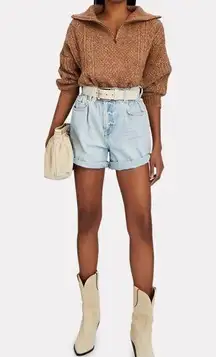 FRAME Elastic Waist Shorts in Natoma Clean Paperbag Denim- Size Small