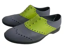 Biion Saddle Slip-on Spikeless Golf Wingtip Shoes Grey Lime Rubber M6/W8