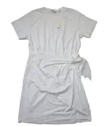 NWT Vince Tie Waist T-shirt Shift in Optic White Cotton Knit Dress XL $195