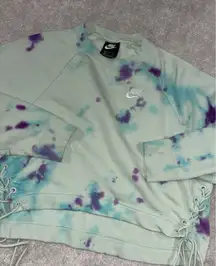 NIKE Sportswear Essential Fleece Crew Tie sides Green Purple size‎ small