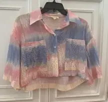 Pink Ripple Cropped rainbow top