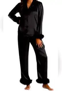Linea Donatella Women's Marabou
Feather Satin Pajama Set XL