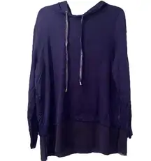 Chico's Zenergy Sz 2 US Large Hoodie Chiffon Layered Hem Athleisure Purple Top