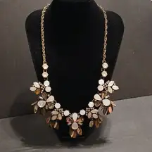 LOFT floral Rhine stone bib necklace