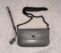 Coach  1941 Heather Gray Glovetanned Leather Clutch Wristlet with crossbody strap