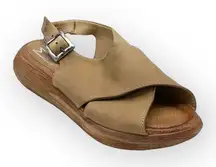 Miz Mooz Leather Cross-Band Sandals Irma Sand beige  slingback size 38(7.5)