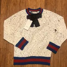 Gucci Lace Sweatshirt with Black Bow size S 457921-X5M12