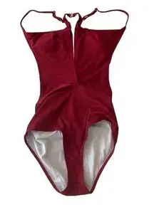 SheIn  Red Plunging Neckline‎ One Piece Swimsuit