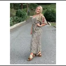 THML Leopard Print Wide Leg Jumpsuit Size XS