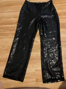 Chico's‎ Black Sequin Swirl wide leg Pants nwt