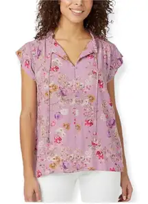 NWT Womens Buffalo by David Bitton Floral Jacquard Flutter Sleeve Top - Sz XXL