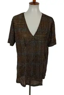 Zara Top Small Brown Short Sleeve Casual Classic Neutral Essential