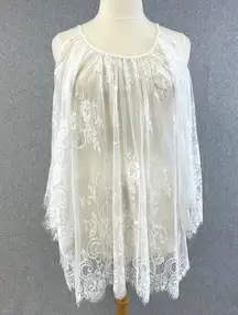 Boutique Lace Sheer Top Womens XL Bridal Wedding Festival Fairy Bohemian Flirty