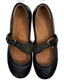 Vionic Goleta Orthaheel 9.5 Black Studded Leather Slip-On Casual Shoes Mary Jane