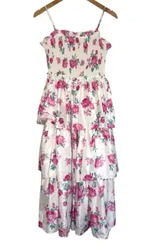 LoveShackFancy x Target Elise Floral Tiered Midi Dress Limited XS Pink White