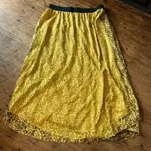 LuLaRoe mustard lace layered boho cottagecore 2x Lola Skirt