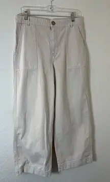 Free People Women Size 8 Beige Sunday‎ Skies Straight Wide Leg Cotton Boho Pants