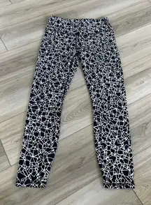 Diane Von Furstenberg DVF Black White Geometric Print Leggings Pants Size M
