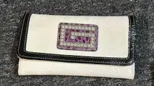 White  Leather Jem Stone  Wallet