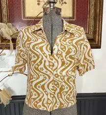 Self Esteem Flower Power Boxy Cropped Button Up ~ Size Medium 🍄