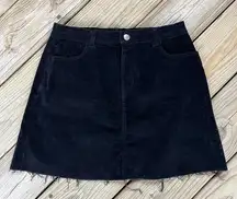 Brooklyn Karma Black Corduroy Mini Skirt With Raw Hem Size M.