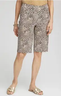 Chico"s 2.5 So Slimming Leopard Print Briette Ciselle Cat Slim Shorts  NWT