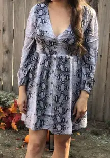 Snake Print Long Sleeve Dress