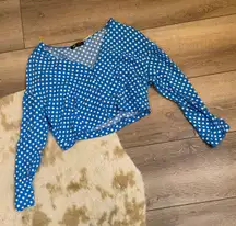 Blue Polka Dot Button Down Top