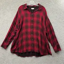 J.Jill Long Sleeve‎ Button Up Plaid Shirt Casual Preppy Casual Travel Pockets 2X