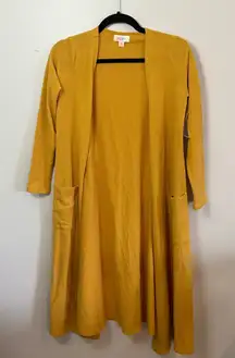 LuLaRoe Sarah‎ Cardigan Duster Sweater Knit Mustard Yellow Womens XS NWT