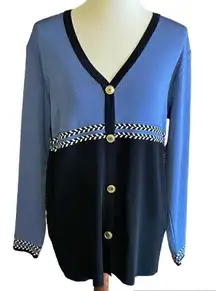 Howard Wolf Escape Womens Cardigan Sweater  V-Neck Long Sleeve Button Up Blue/Bl