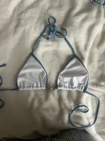 Blue And White Bikini With Gold Middle