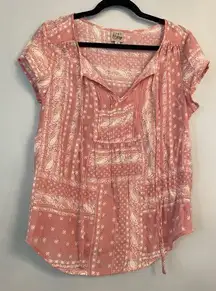 Como Vintage, Size Medium, Pink Lightweight Boxy Semi Sheer Top, Coastal Cowgirl