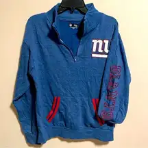 NEW YORK GIANTS Women's Sequin Tri-Blend Half Zip Pullover- Size Medium