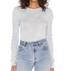 Natasha Light Blue Ruched Long Sleeve Tee