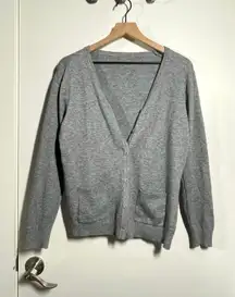 Grey V-Neck Cardigan