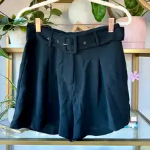 Vici Sugarlips Pleated Black Shorts with Matching Belt and Pockets