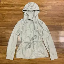 Y2K Converse Hooded Utility Coat Womens Large Cotton Belt Double Breasted Jacket