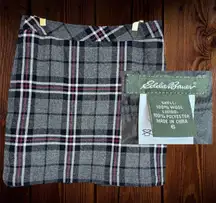 Eddie Bauer Skirt Womens Medium 6 Gray Plaid Tartan Wool Blend Lined Mini Winter