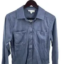 Hippie Rose Slate Grey Sueded Button Front Shirt Small New