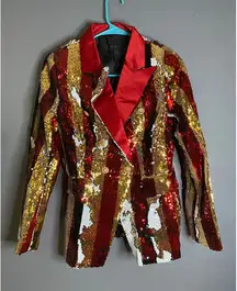 European Style Women Luxury Suit Bright Sequins Design Coat Small NWOT