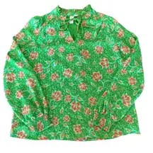 Joie Long Sleeve Green Floral Blouse XS Spring Summer