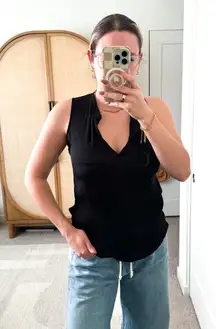 L'agence Black Chiffon Sleeveless Top