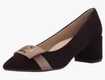 Bettye Muller Concept Fritzi Suede Block Heel Pumps Brown Size 6 1/2