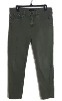 Vince ladies army green distressed 5 pocket skinny jeans size 28