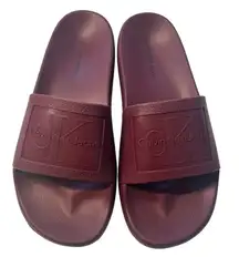 Calvin Klein Women’s Size 8‎ Jelly Slide Sandals Burgundy Wine Red Pool Beach